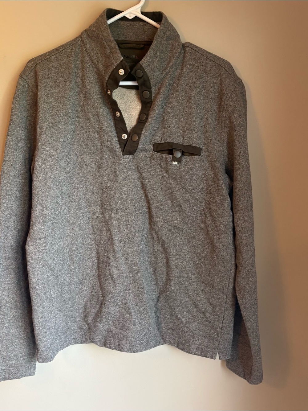 UNTUCKit Men's Olive Green Snap-Front Zip-Up Sweater